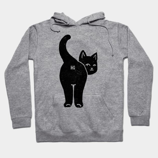 Hello Cat Butt Minimalist Black by Tobe Fonseca Hoodie by Tobe_Fonseca